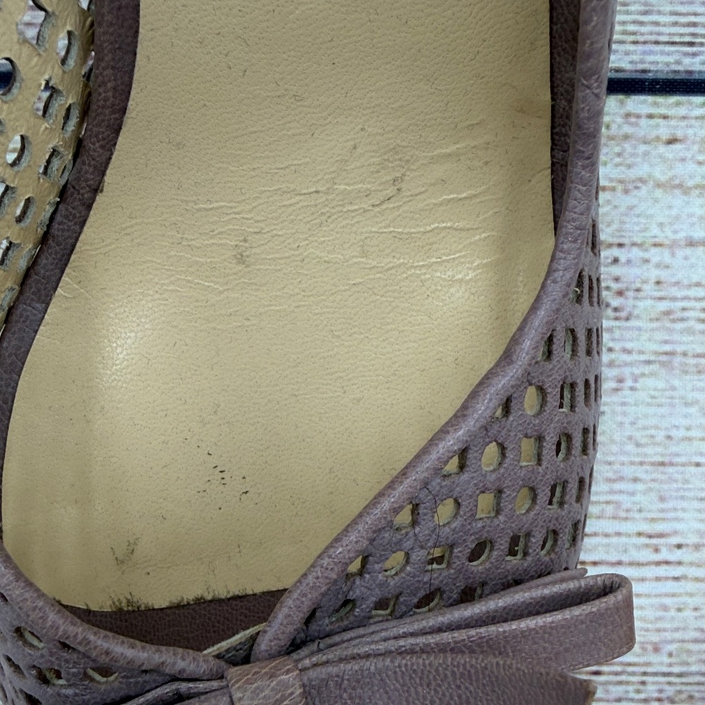 Kate Spade Taupe Bow Peep Toe Heels - Picture 4 of 7